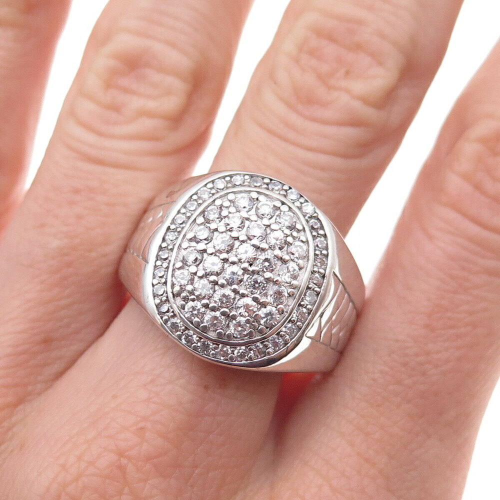 925 Sterling Silver Round-Cut C Z Sparkle Ring Size 11.25